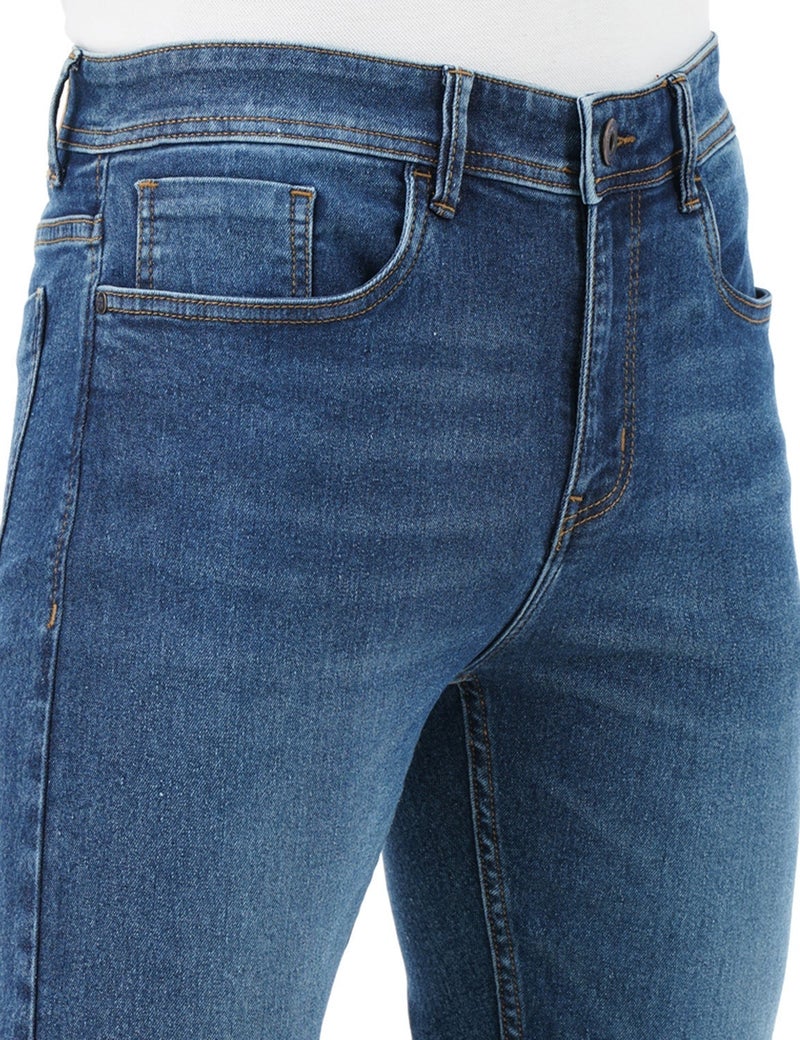 inkd جينز رجالي ضيق - متوسط الارتفاع | مزيج القطن | غرزة التباين | قماش قابل للتمدد | تصميم كلاسيك 5 بوكت - Image 4